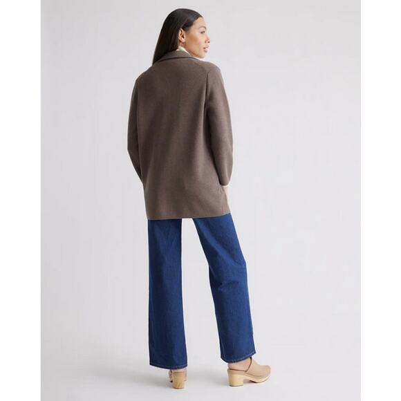 Quince 100% Organic Cotton Knit Blazer Heather Brown NWT Size S - Picture 6 of 8